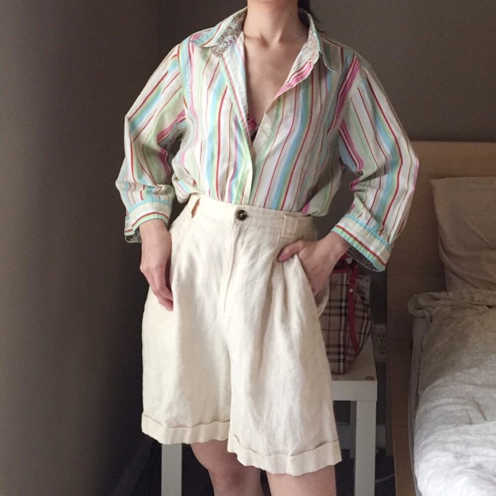 Vintage Multi Colored Striped Button Down Shirt-DA7